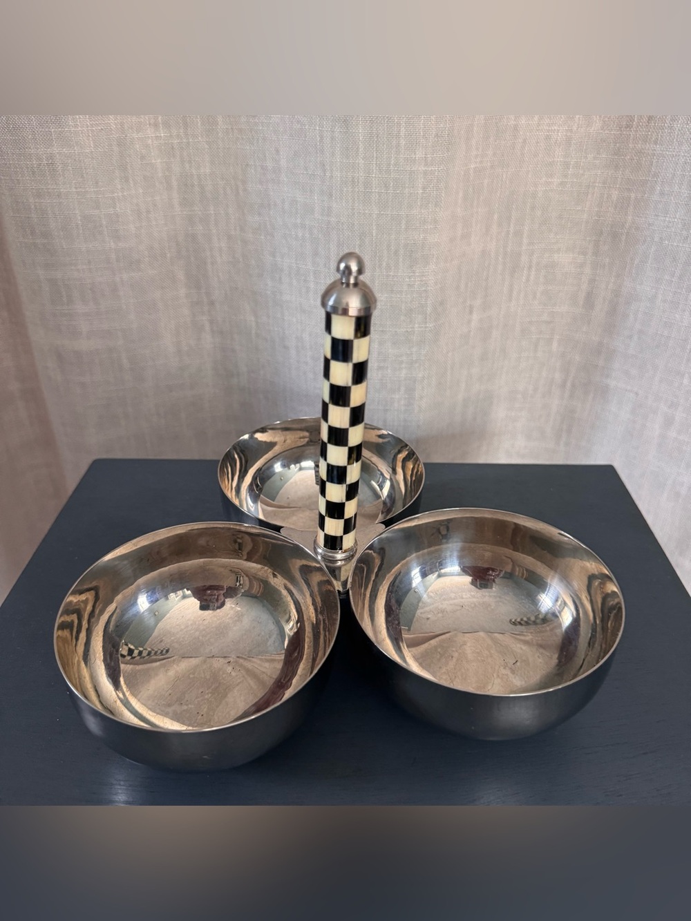 MacKenzie-Childs Courtly Check Supper Club Trio serving dish